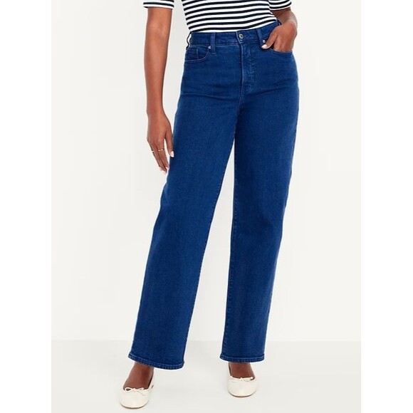 Old Navy High Rise Curvy OG Loose Jeans Womens 2 Petite Blue Dark Hazel NEW - Picture 1 of 12